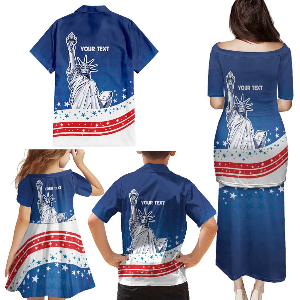 History Began 4th of July Personalized Family Matching Puletasi and Hawaiian Shirt Statue of Liberty US Flag