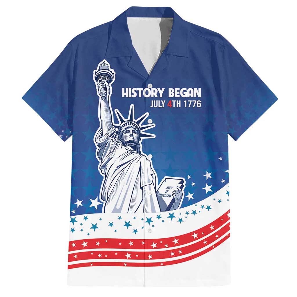 History Began 4th of July Personalized Family Matching Short Sleeve Bodycon Dress and Hawaiian Shirt Statue of Liberty US Flag