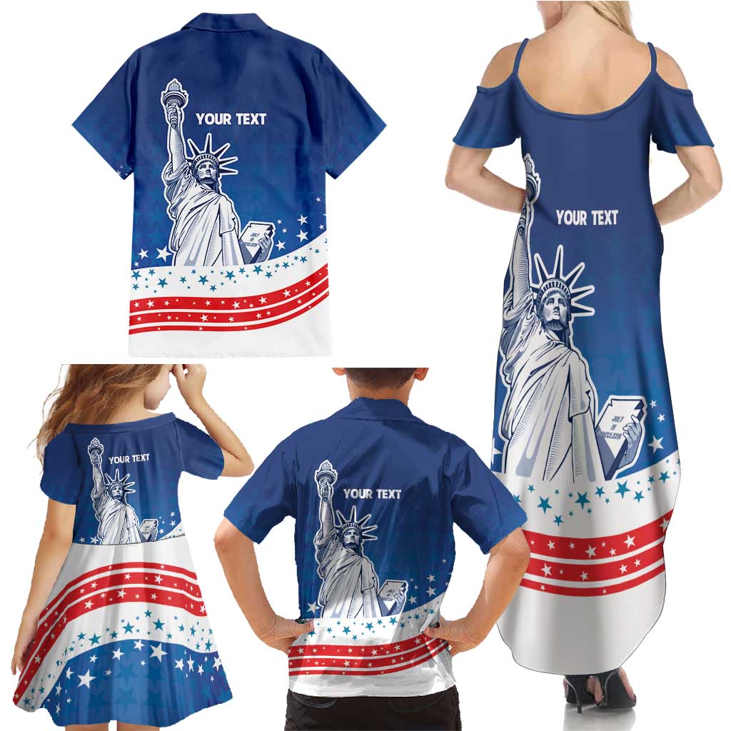 History Began 4th of July Personalized Family Matching Summer Maxi Dress and Hawaiian Shirt Statue of Liberty US Flag