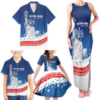 History Began 4th of July Personalized Family Matching Tank Maxi Dress and Hawaiian Shirt Statue of Liberty US Flag