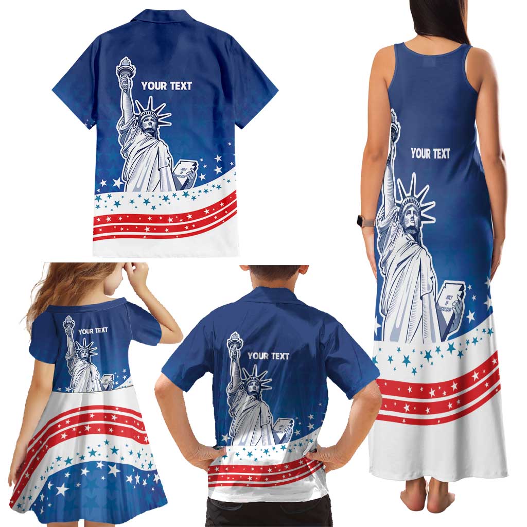 History Began 4th of July Personalized Family Matching Tank Maxi Dress and Hawaiian Shirt Statue of Liberty US Flag