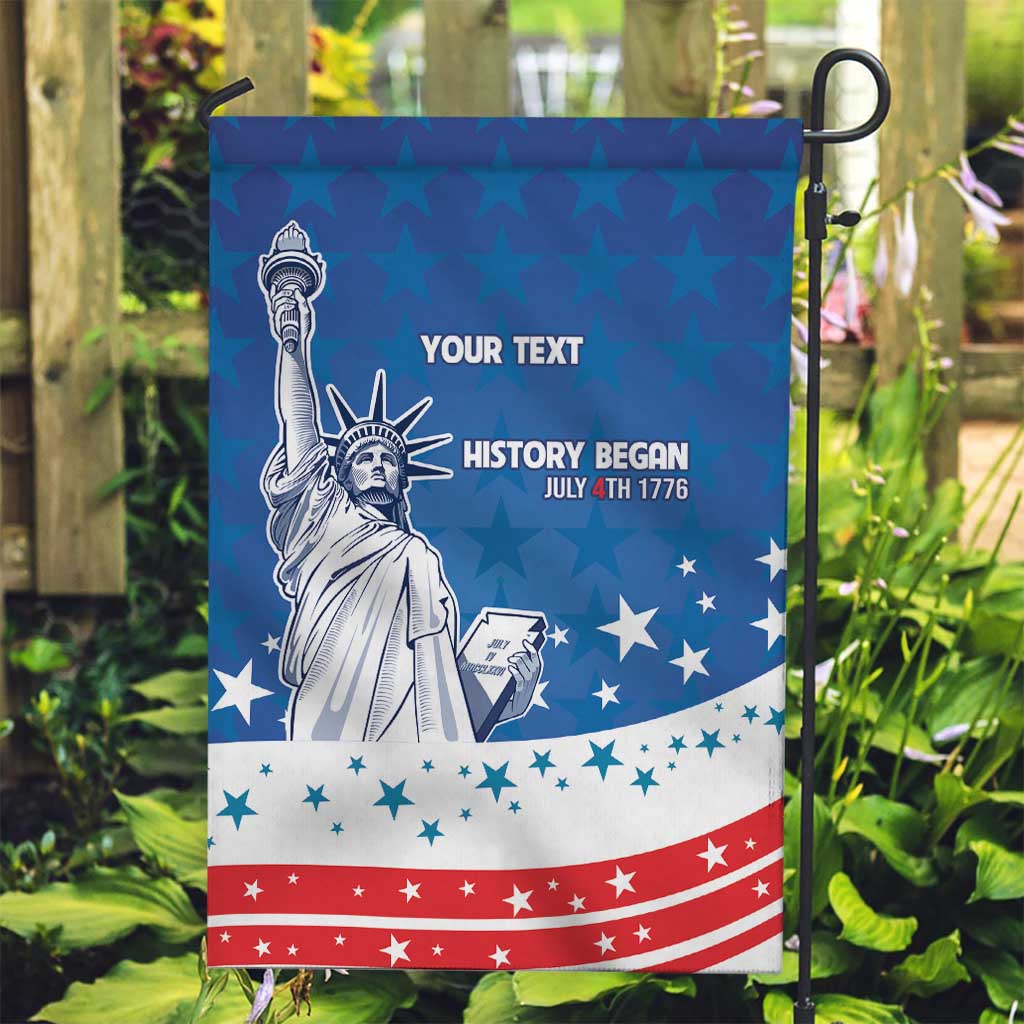 History Began 4th of July Personalized Garden Flag Statue of Liberty US Flag