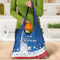 History Began 4th of July Personalized Grocery Bag Statue of Liberty US Flag