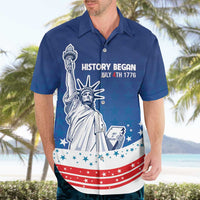 History Began 4th of July Personalized Hawaiian Shirt Statue of Liberty US Flag