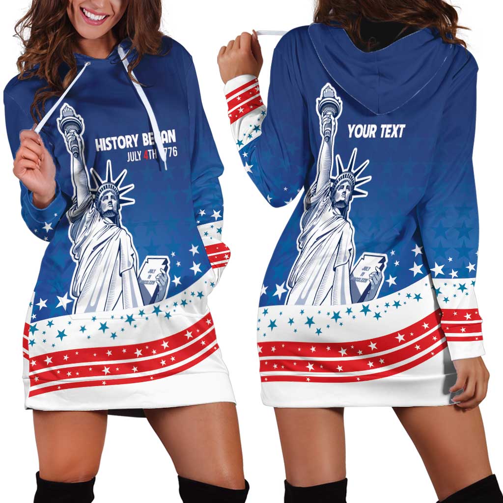History Began 4th of July Personalized Hoodie Dress Statue of Liberty US Flag