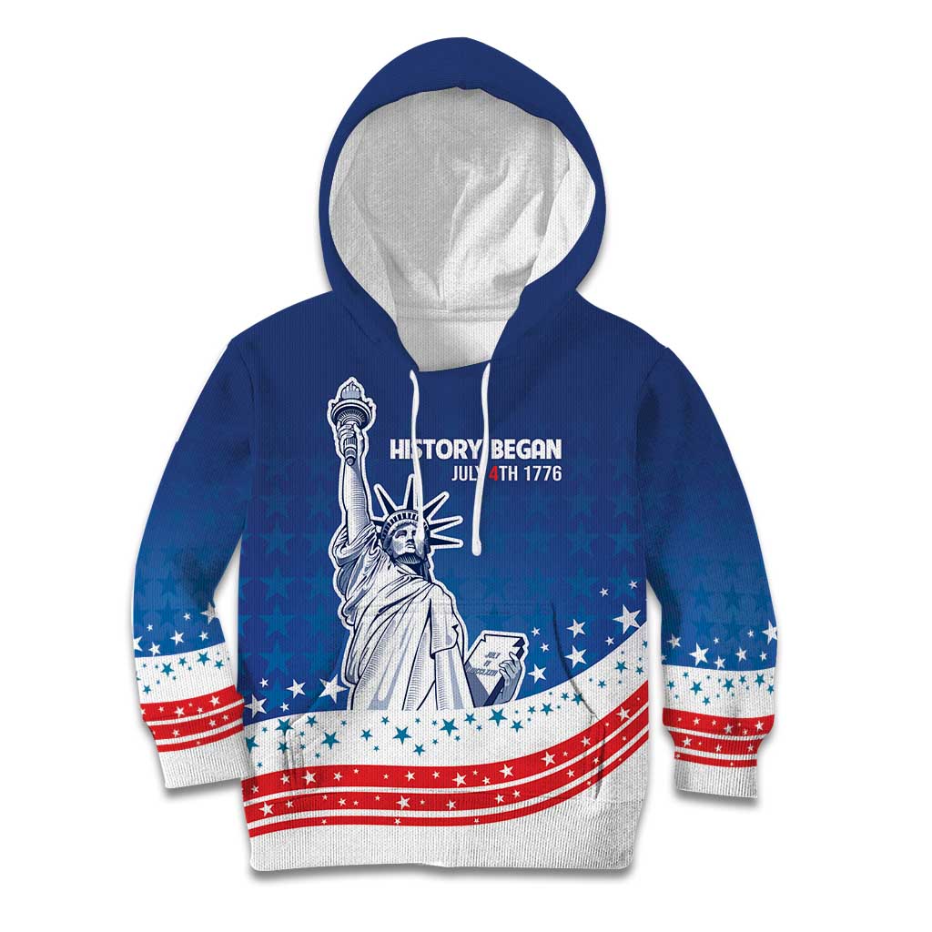 History Began 4th of July Personalized Kid Hoodie Statue of Liberty US Flag
