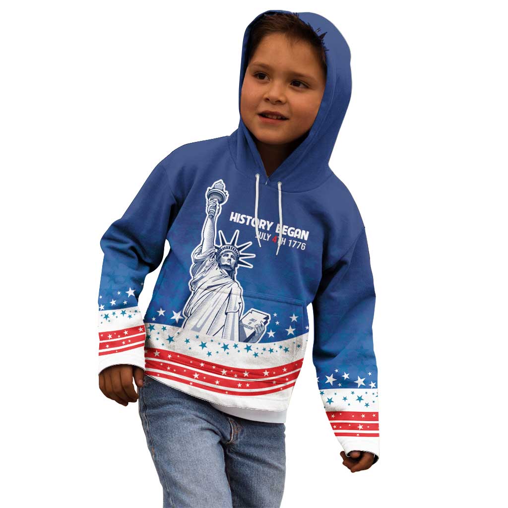History Began 4th of July Personalized Kid Hoodie Statue of Liberty US Flag