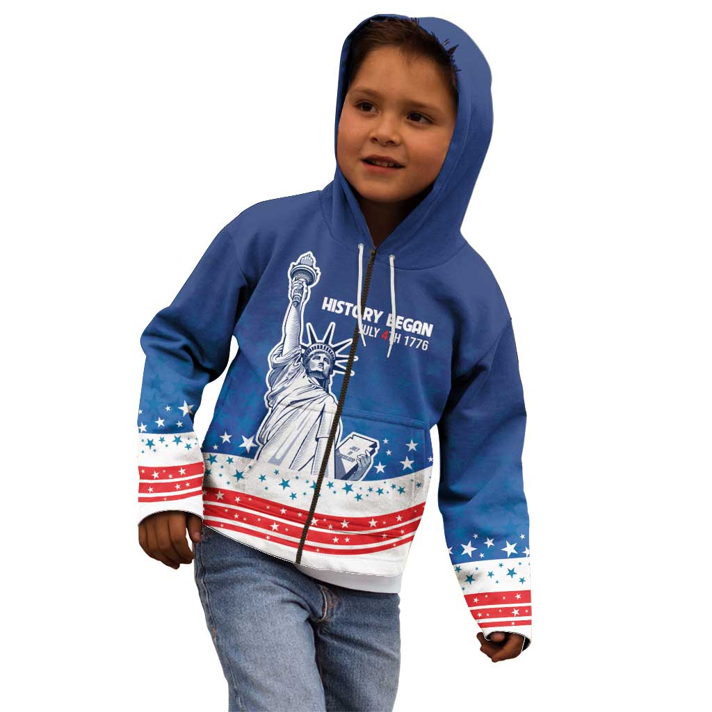 History Began 4th of July Personalized Kid Hoodie Statue of Liberty US Flag