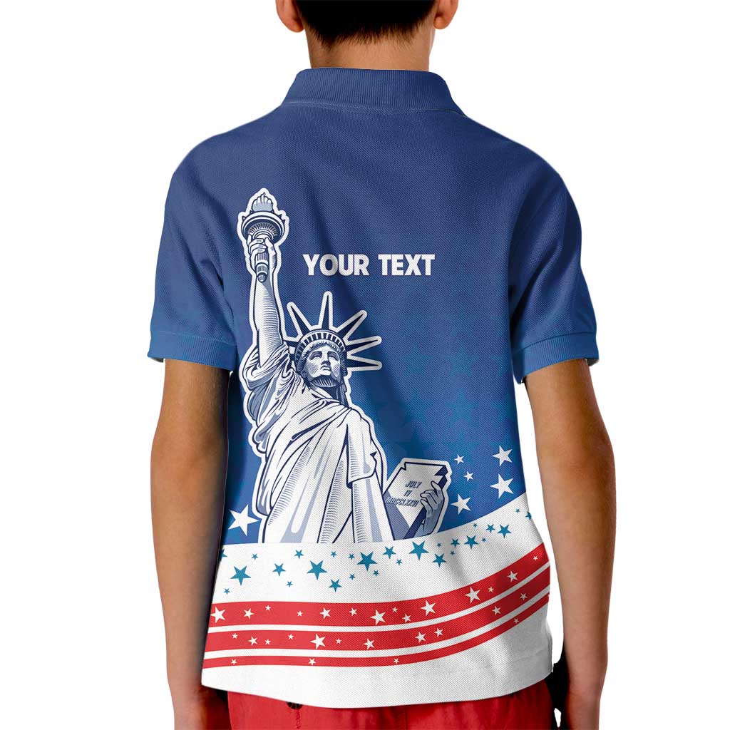 History Began 4th of July Personalized Kid Polo Shirt Statue of Liberty US Flag