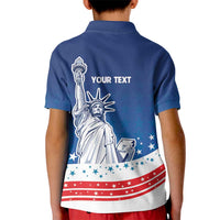 History Began 4th of July Personalized Kid Polo Shirt Statue of Liberty US Flag