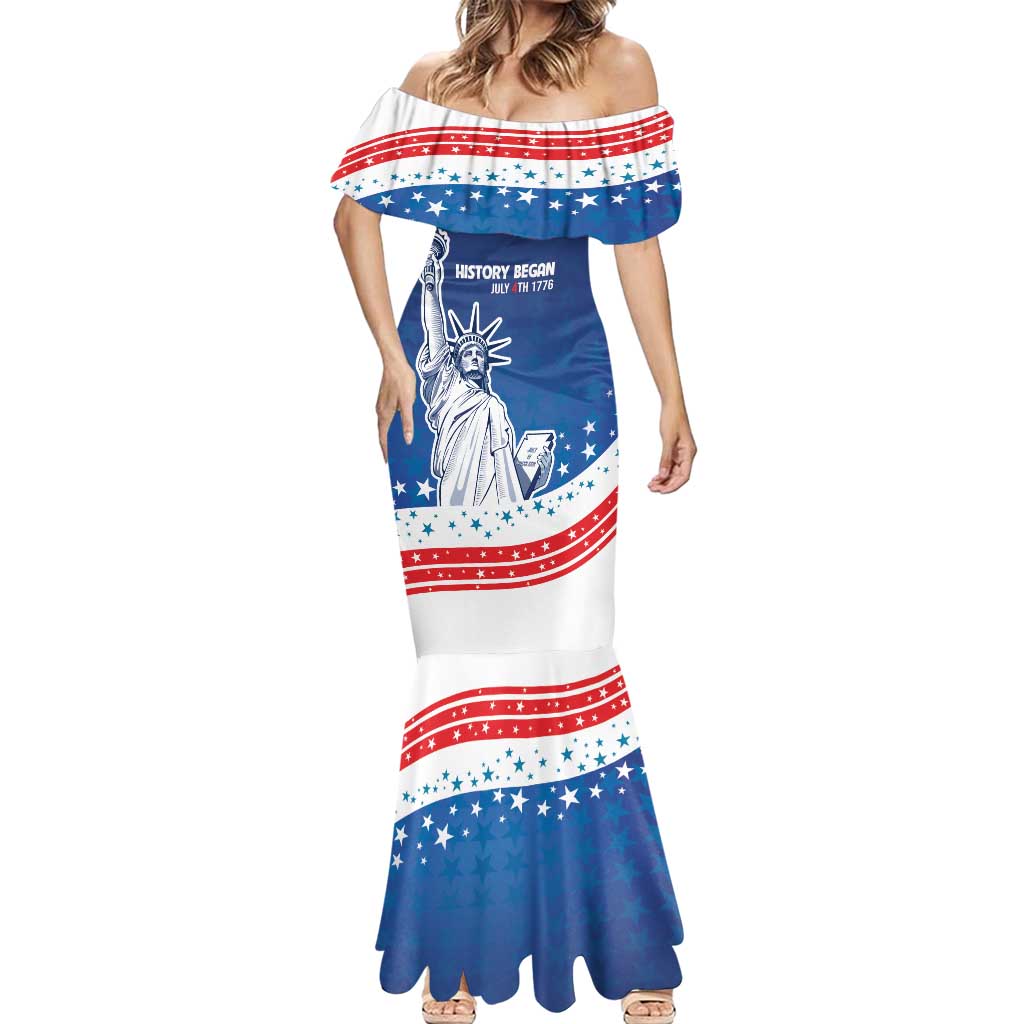 History Began 4th of July Personalized Mermaid Dress Statue of Liberty US Flag