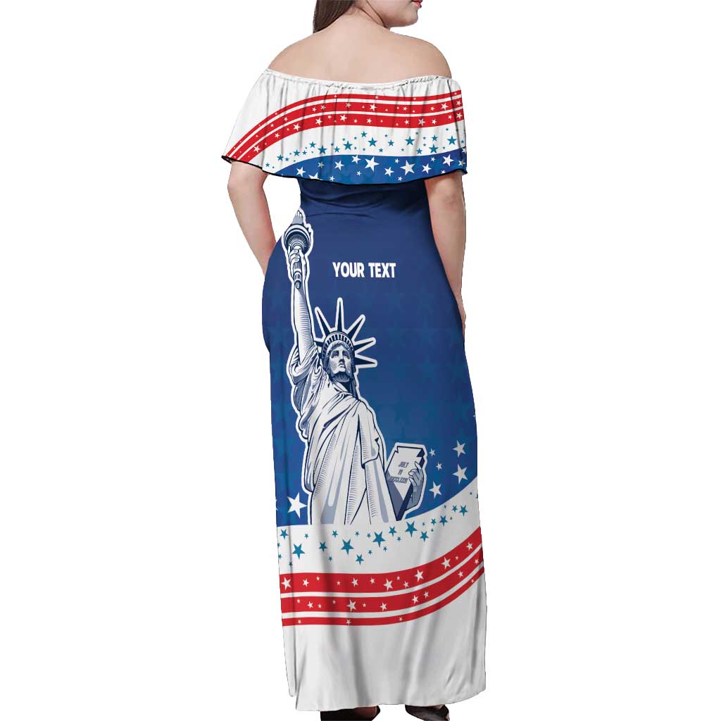 History Began 4th of July Personalized Off Shoulder Maxi Dress Statue of Liberty US Flag