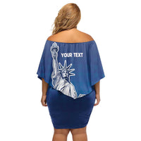 History Began 4th of July Personalized Off Shoulder Short Dress Statue of Liberty US Flag