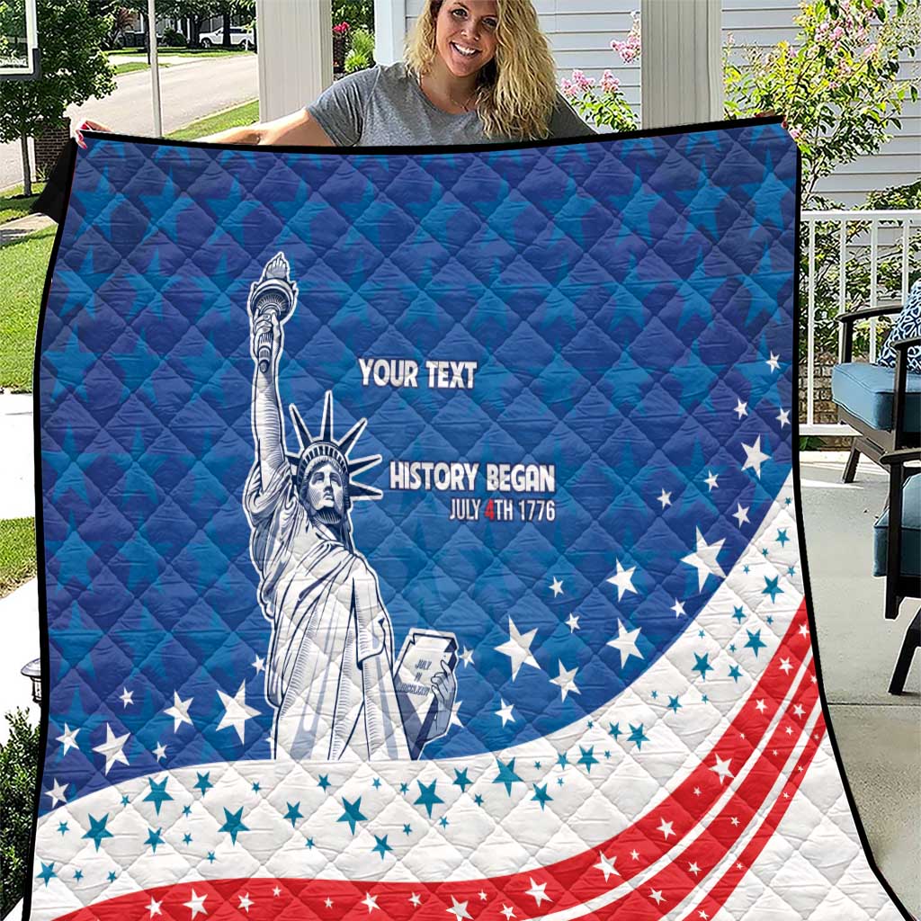History Began 4th of July Personalized Quilt Statue of Liberty US Flag