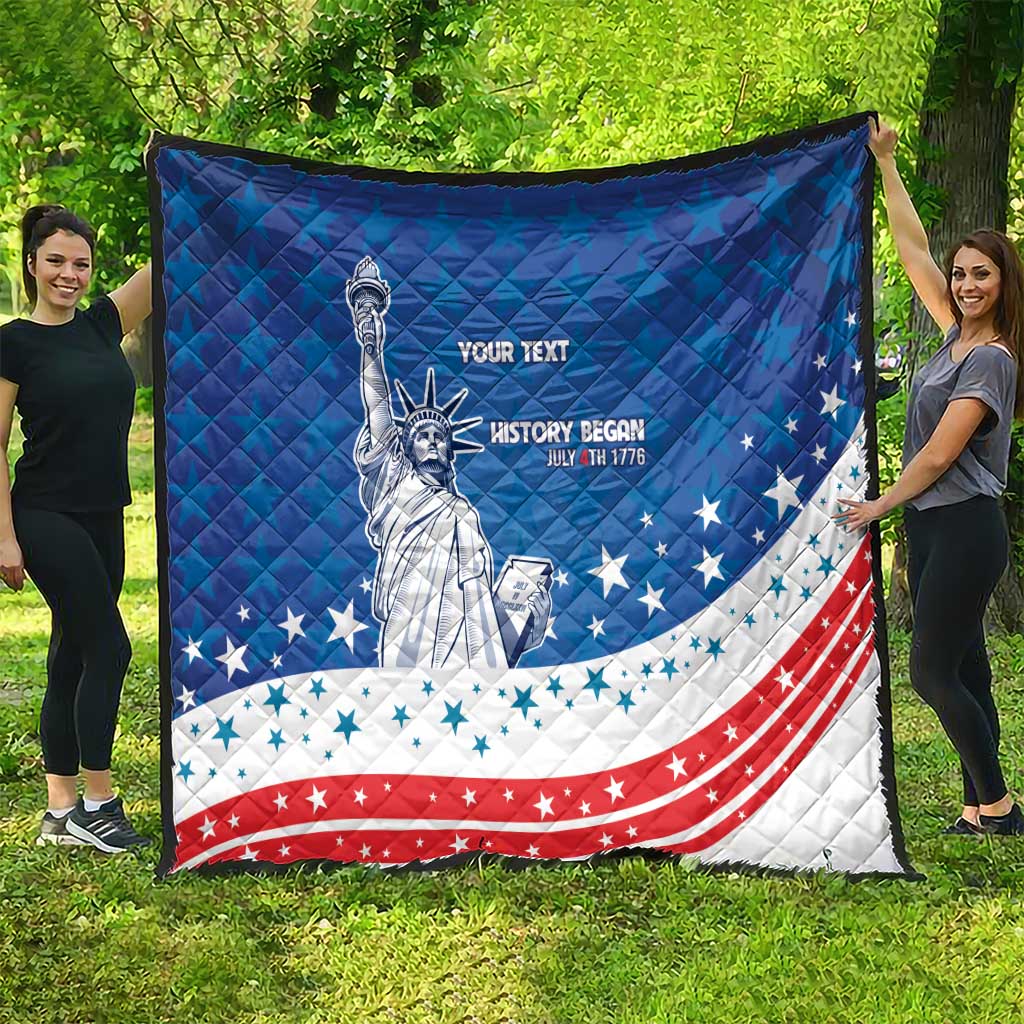 History Began 4th of July Personalized Quilt Statue of Liberty US Flag