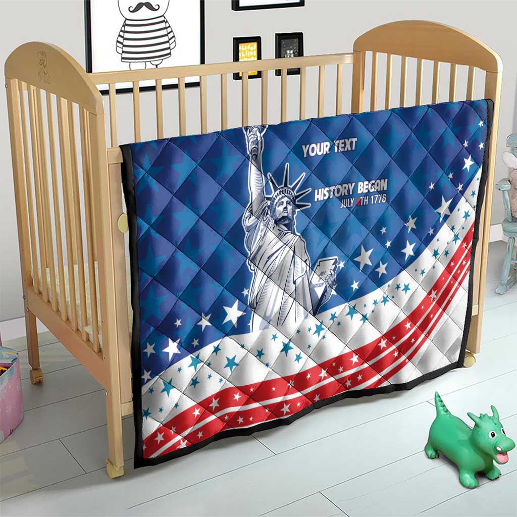 History Began 4th of July Personalized Quilt Statue of Liberty US Flag