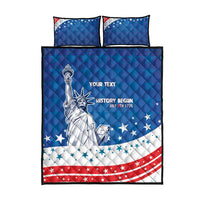 History Began 4th of July Personalized Quilt Bed Set Statue of Liberty US Flag