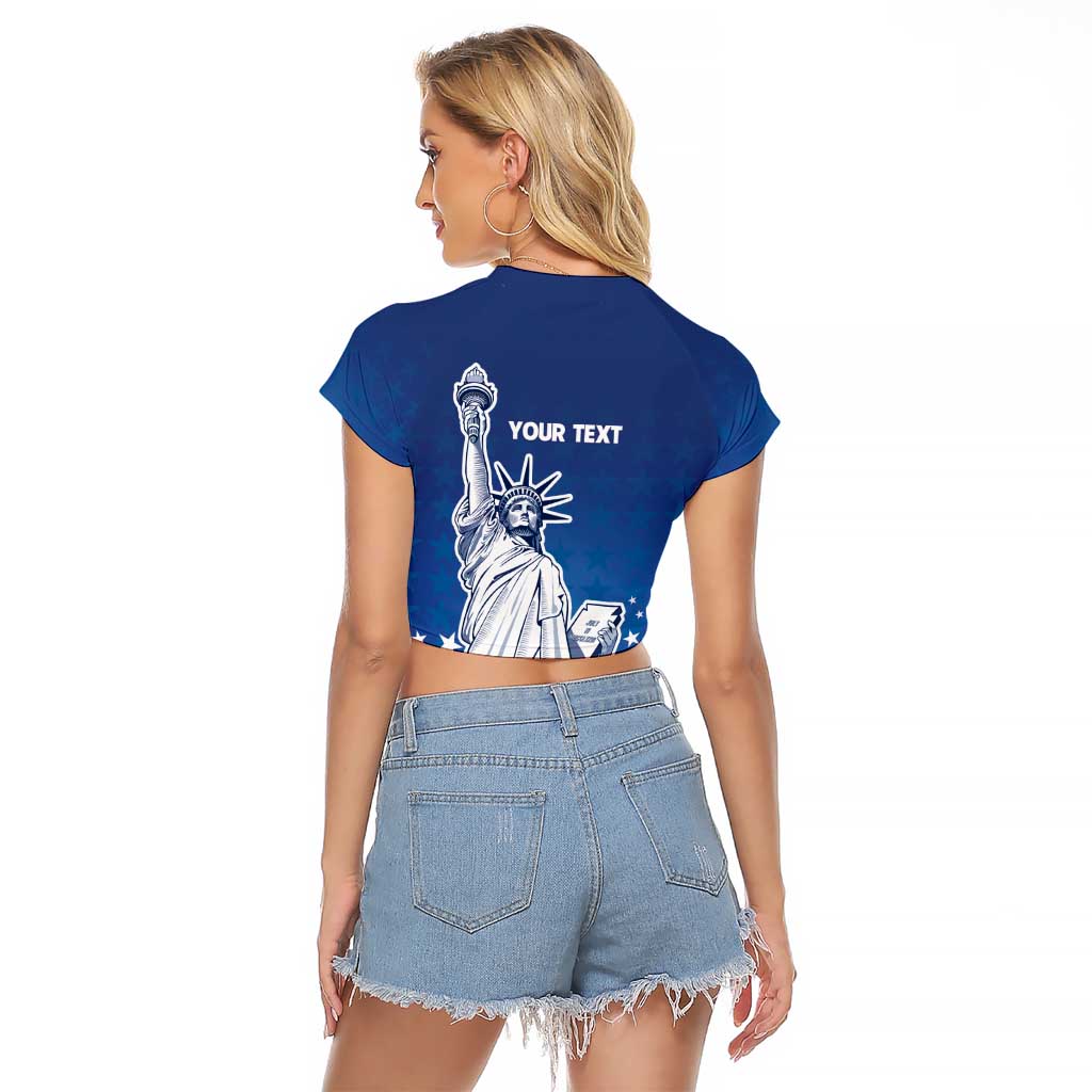 History Began 4th of July Personalized Raglan Cropped T Shirt Statue of Liberty US Flag