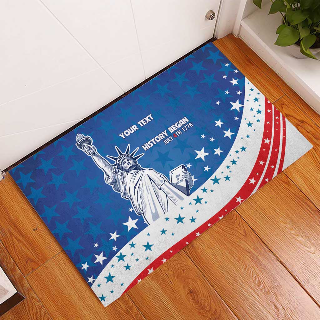 History Began 4th of July Personalized Rubber Doormat Statue of Liberty US Flag