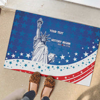 History Began 4th of July Personalized Rubber Doormat Statue of Liberty US Flag