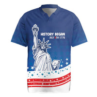 History Began 4th of July Personalized Rugby Jersey Statue of Liberty US Flag