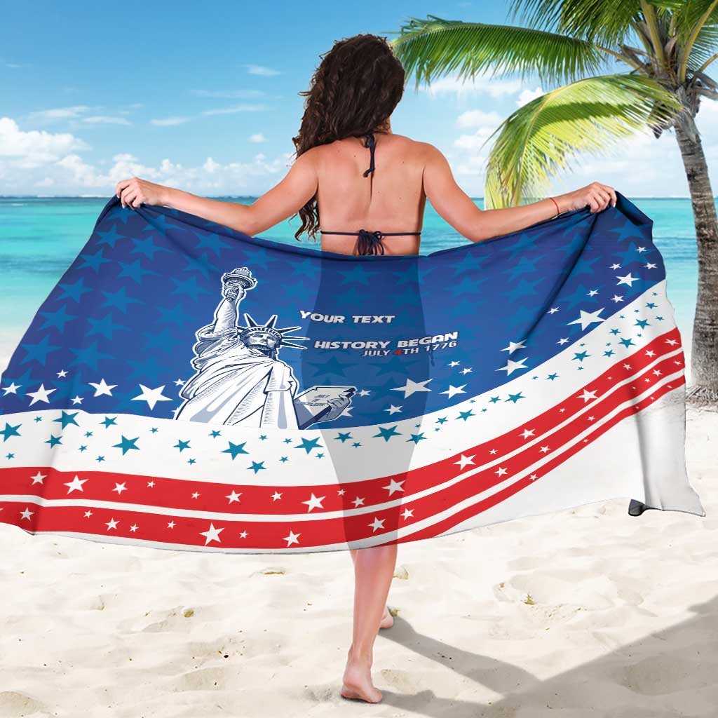 History Began 4th of July Personalized Sarong Statue of Liberty US Flag
