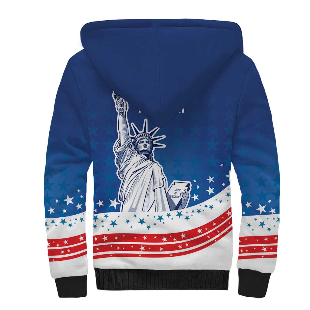 History Began 4th of July Personalized Sherpa Hoodie Statue of Liberty US Flag