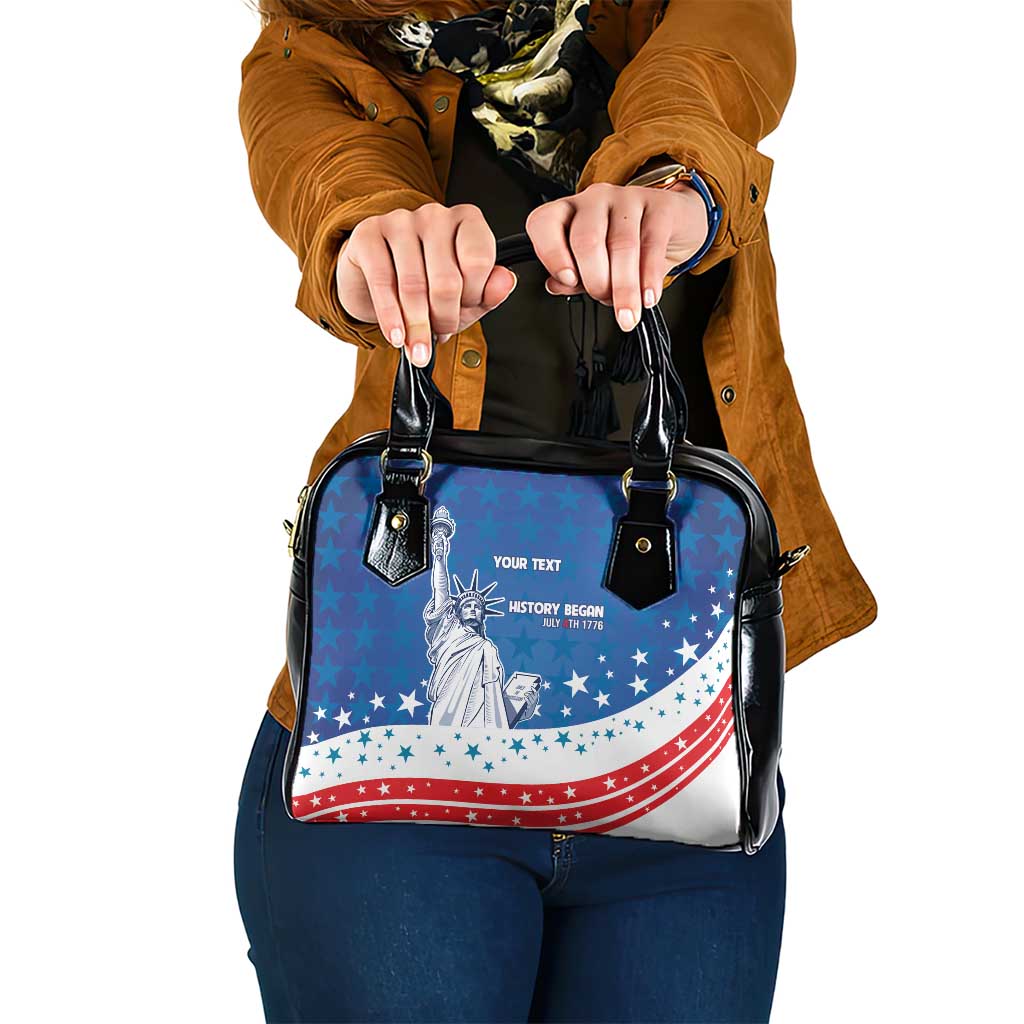 History Began 4th of July Personalized Shoulder Handbag Statue of Liberty US Flag
