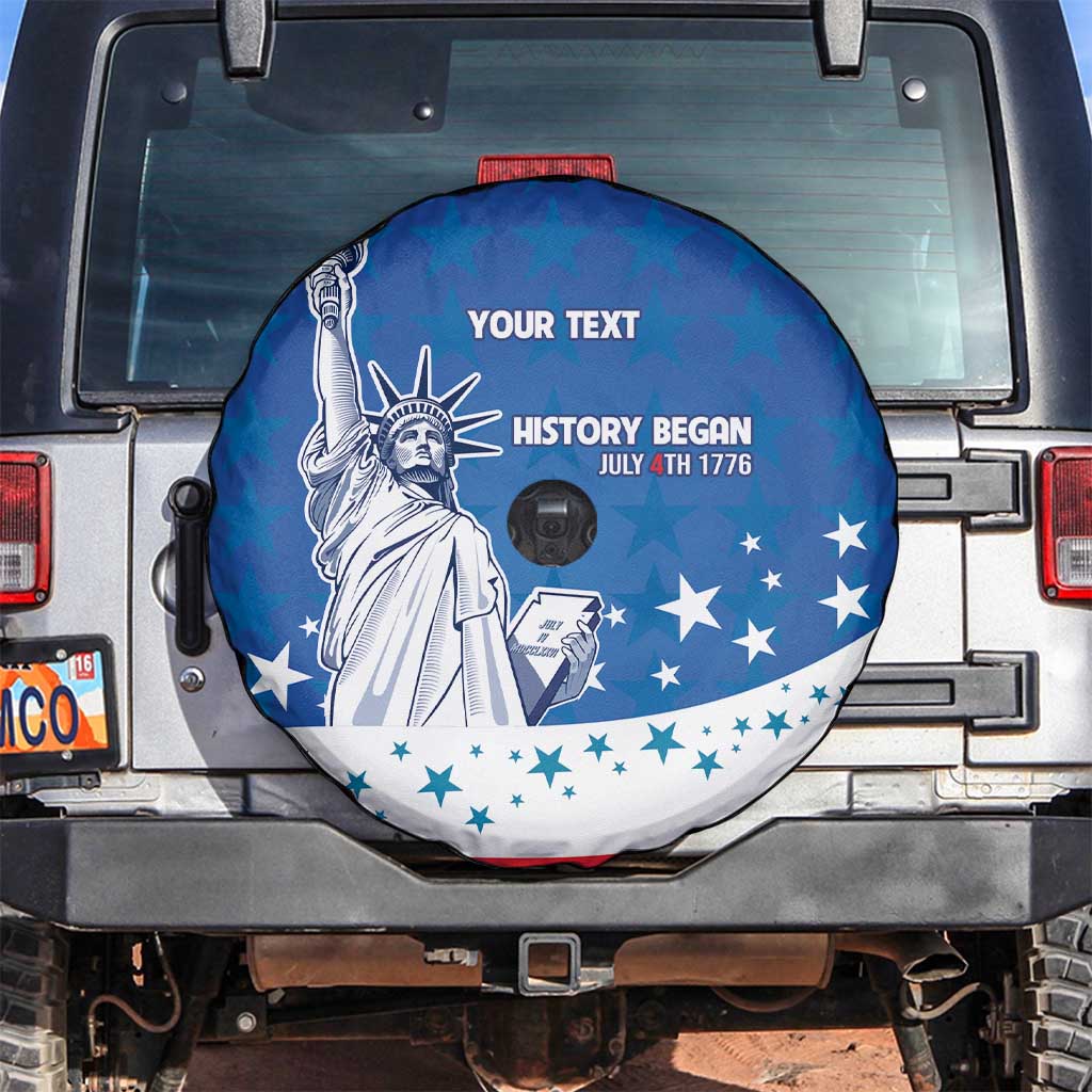 History Began 4th of July Personalized Spare Tire Cover Statue of Liberty US Flag