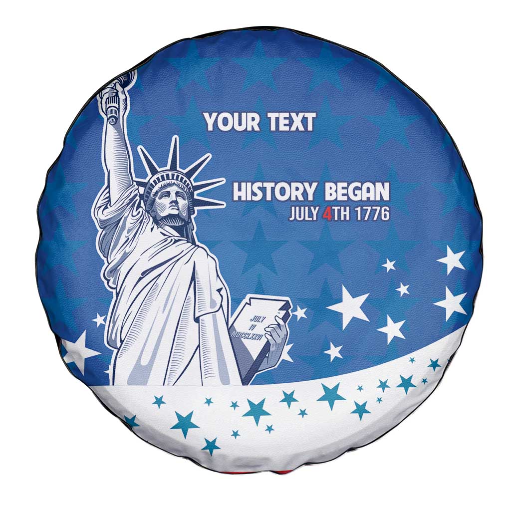 History Began 4th of July Personalized Spare Tire Cover Statue of Liberty US Flag
