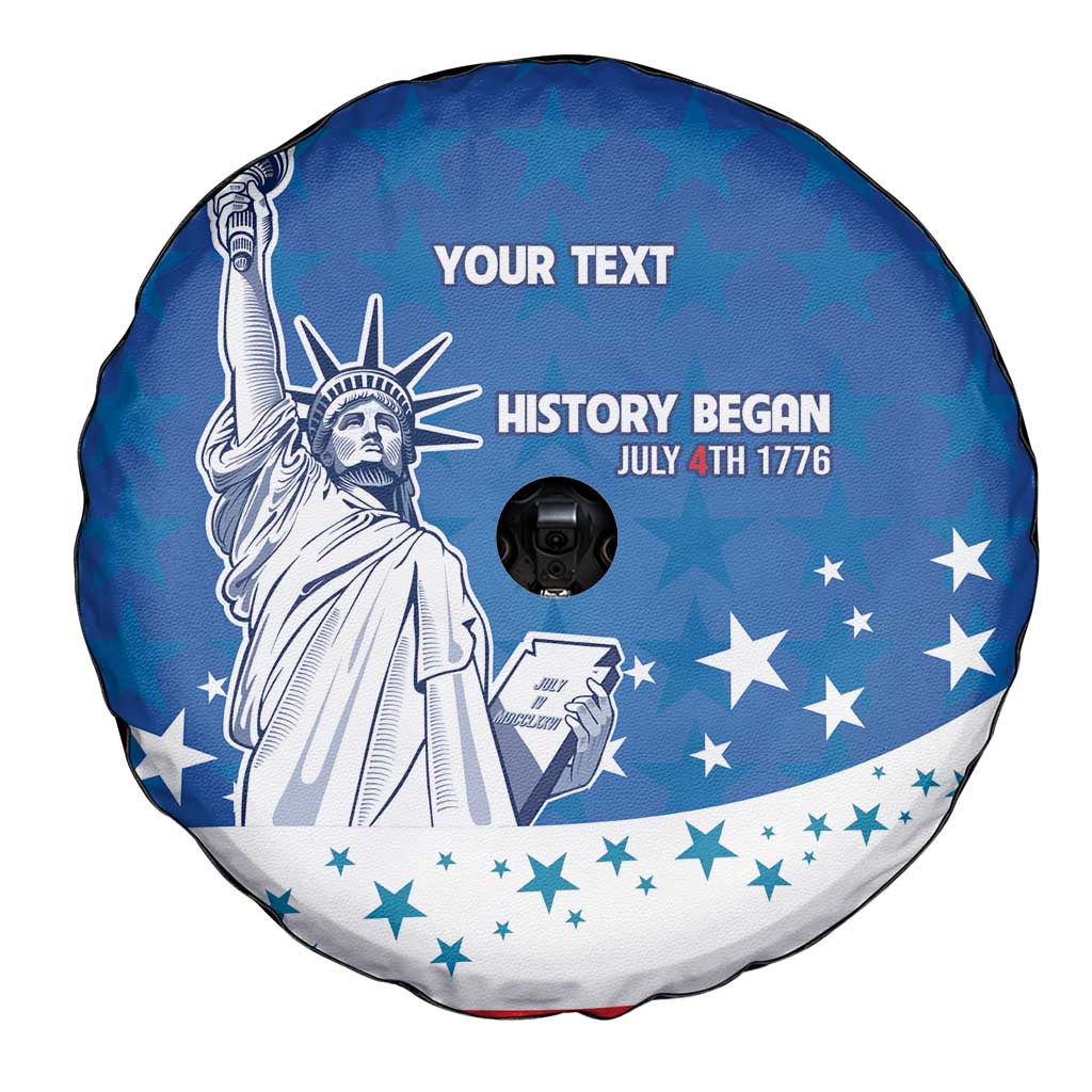 History Began 4th of July Personalized Spare Tire Cover Statue of Liberty US Flag