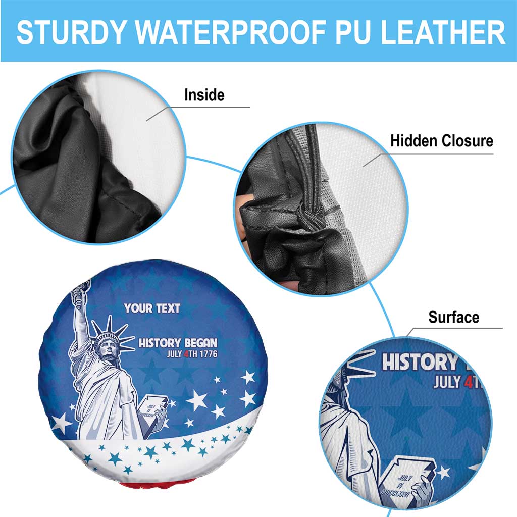 History Began 4th of July Personalized Spare Tire Cover Statue of Liberty US Flag