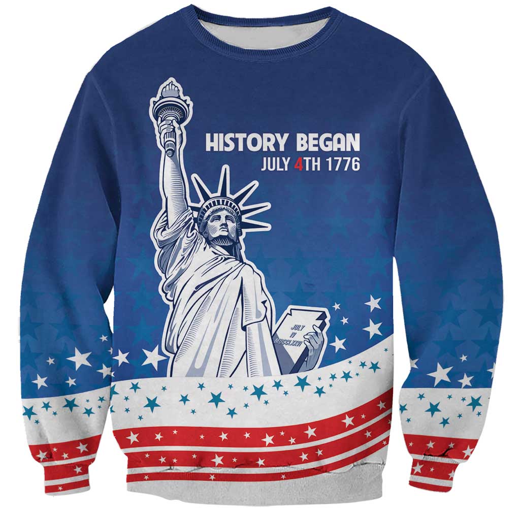 History Began 4th of July Personalized Sweatshirt Statue of Liberty US Flag