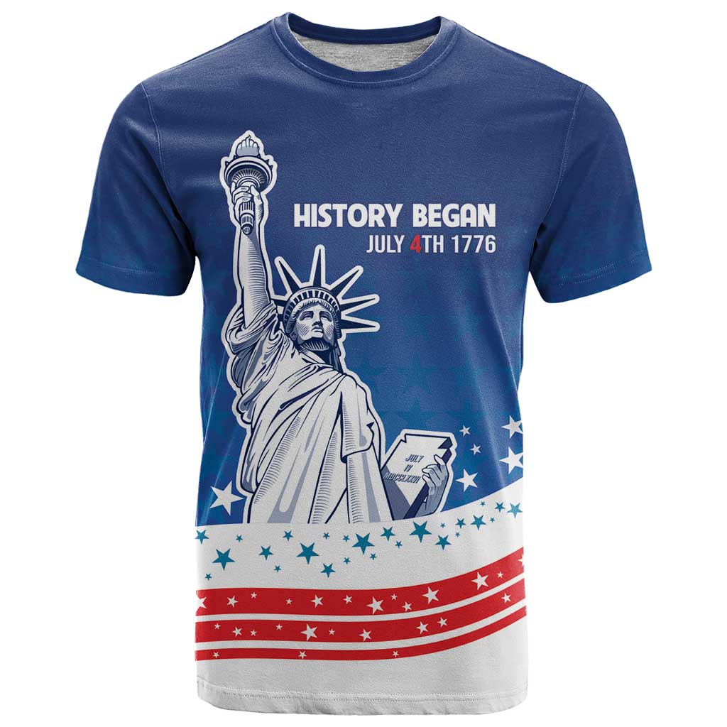 History Began 4th of July Personalized T Shirt Statue of Liberty US Flag