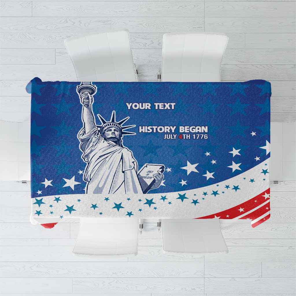 History Began 4th of July Personalized Tablecloth Statue of Liberty US Flag