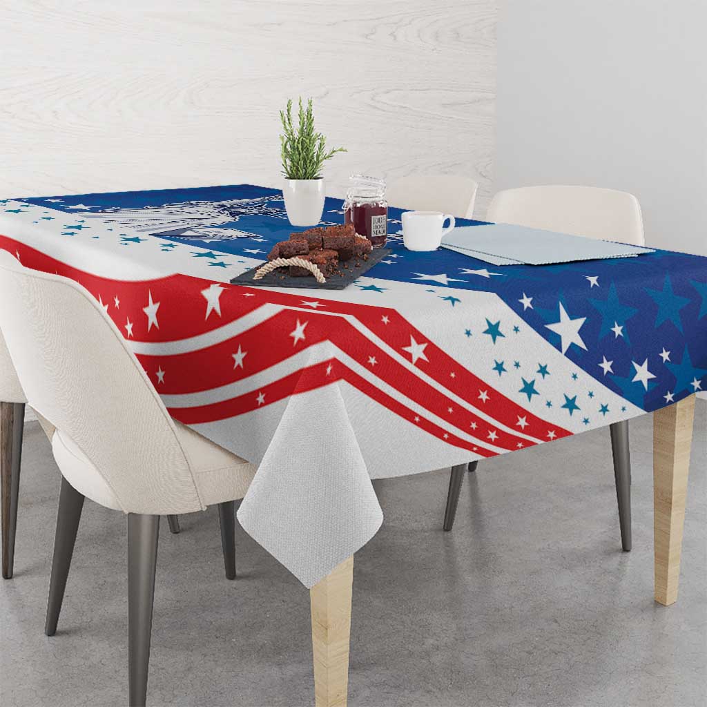 History Began 4th of July Personalized Tablecloth Statue of Liberty US Flag