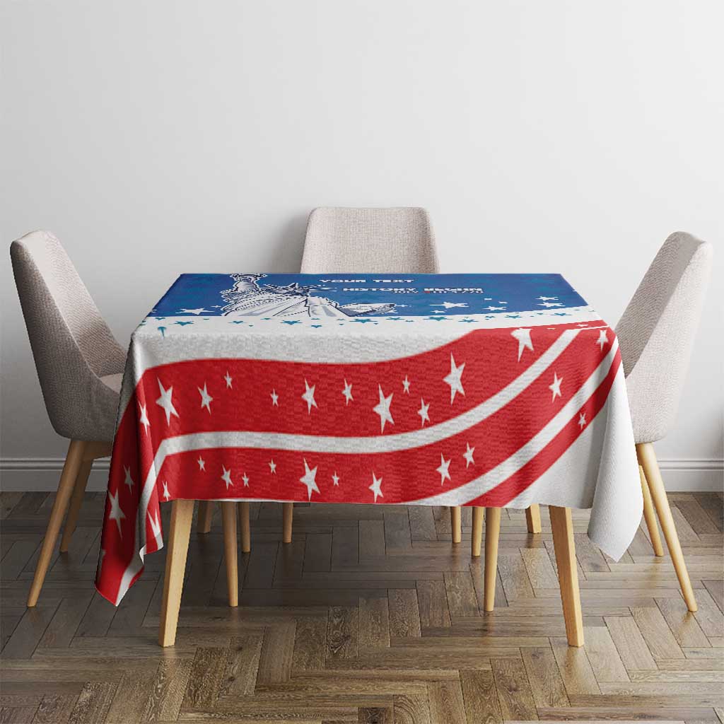 History Began 4th of July Personalized Tablecloth Statue of Liberty US Flag