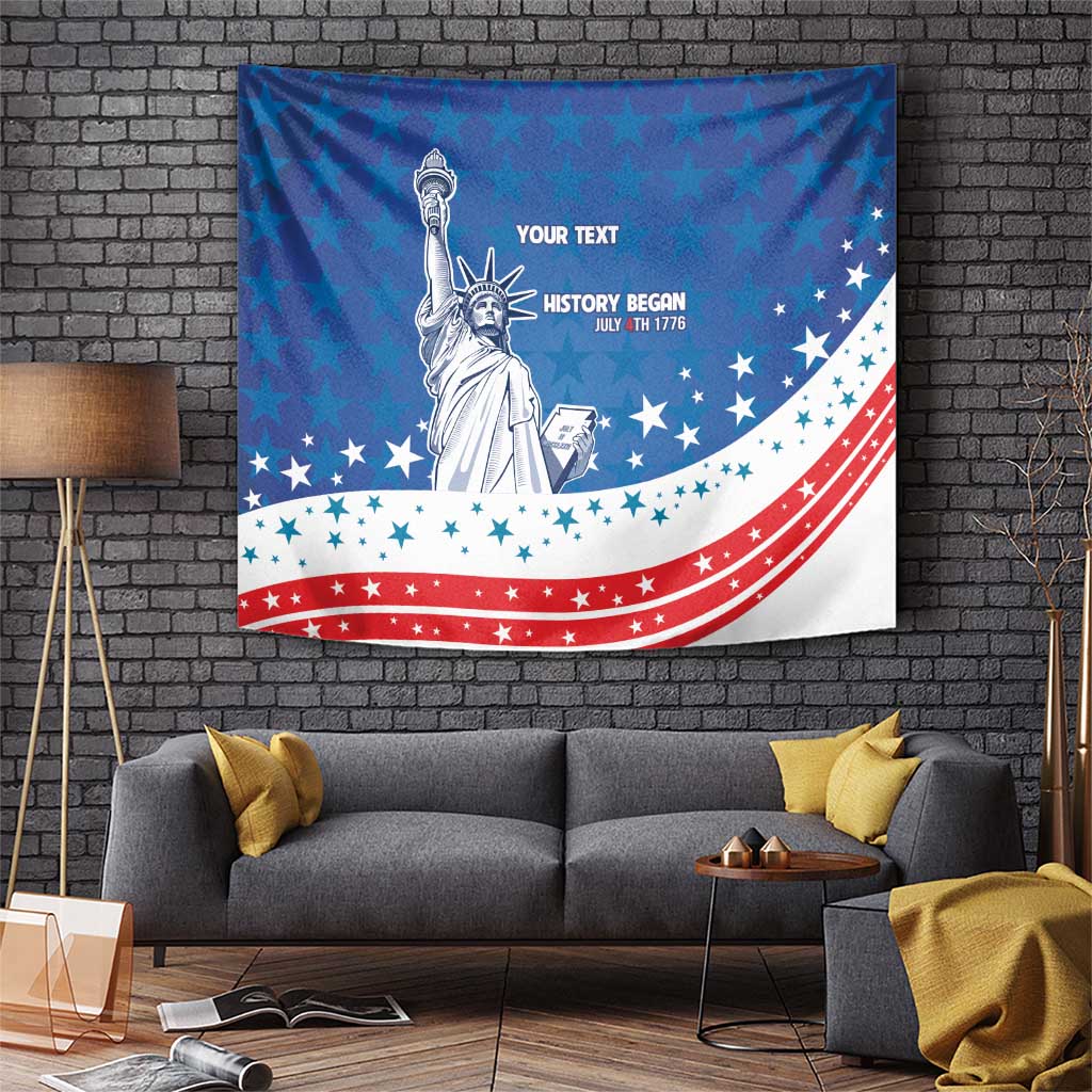 History Began 4th of July Personalized Tapestry Statue of Liberty US Flag