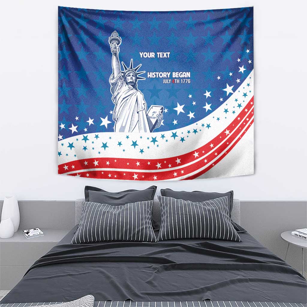 History Began 4th of July Personalized Tapestry Statue of Liberty US Flag