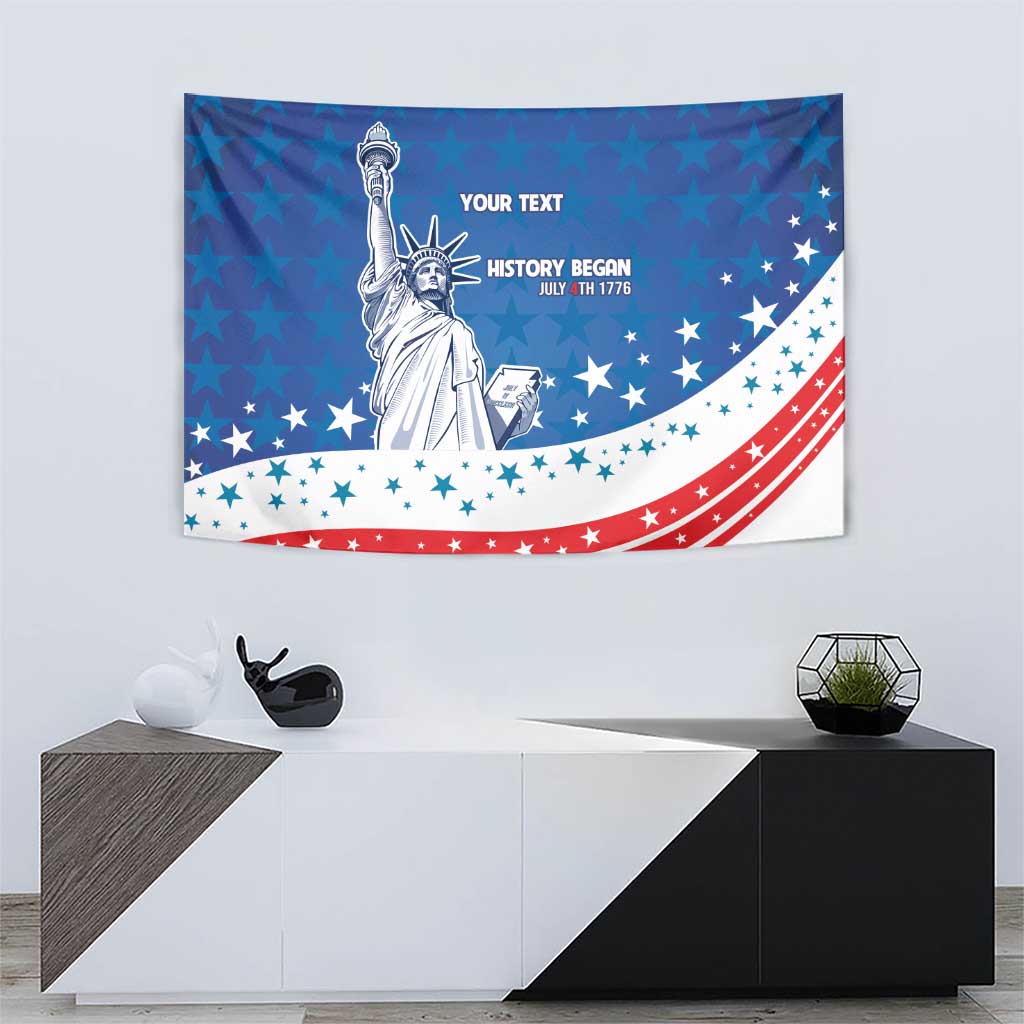 History Began 4th of July Personalized Tapestry Statue of Liberty US Flag