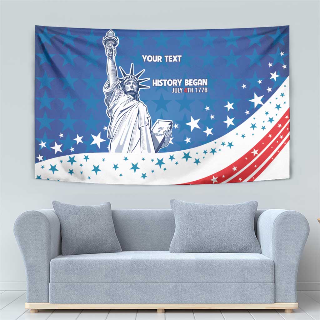 History Began 4th of July Personalized Tapestry Statue of Liberty US Flag
