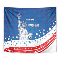 History Began 4th of July Personalized Tapestry Statue of Liberty US Flag