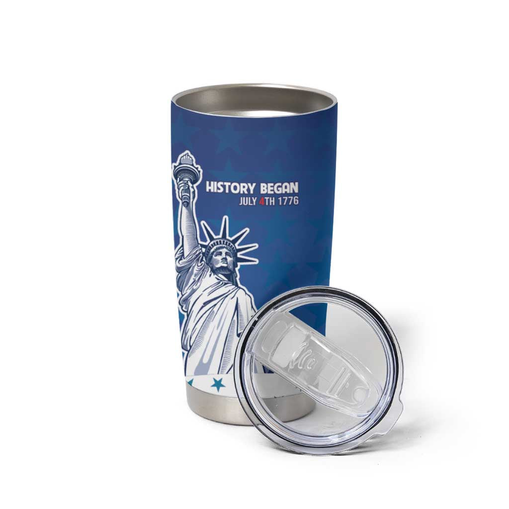 History Began 4th of July Personalized Tumbler Cup Statue of Liberty US Flag