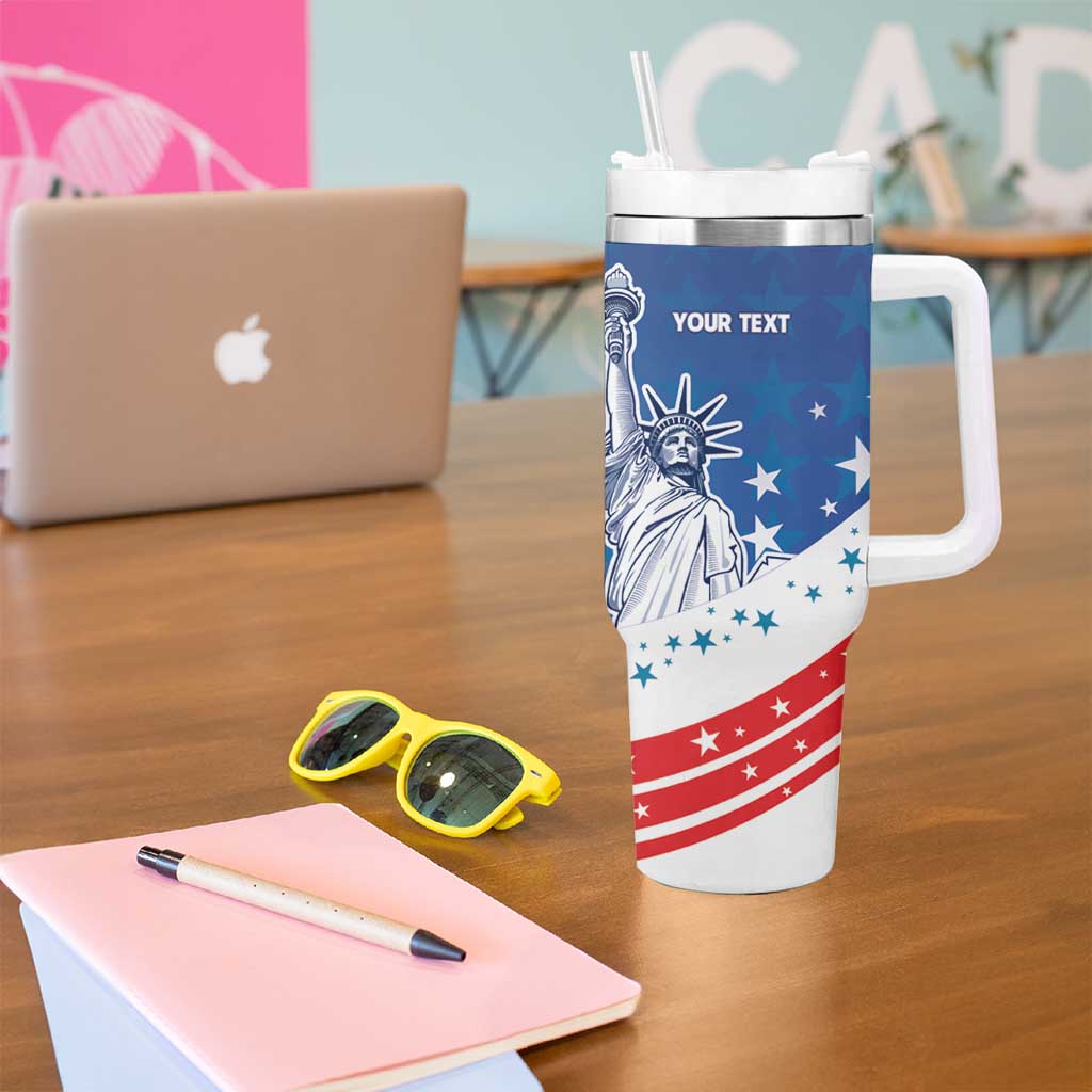 History Began 4th of July Personalized Tumbler With Handle Statue of Liberty US Flag