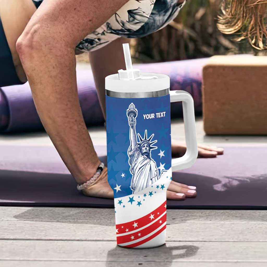 History Began 4th of July Personalized Tumbler With Handle Statue of Liberty US Flag