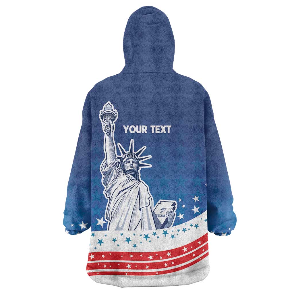History Began 4th of July Personalized Wearable Blanket Hoodie Statue of Liberty US Flag