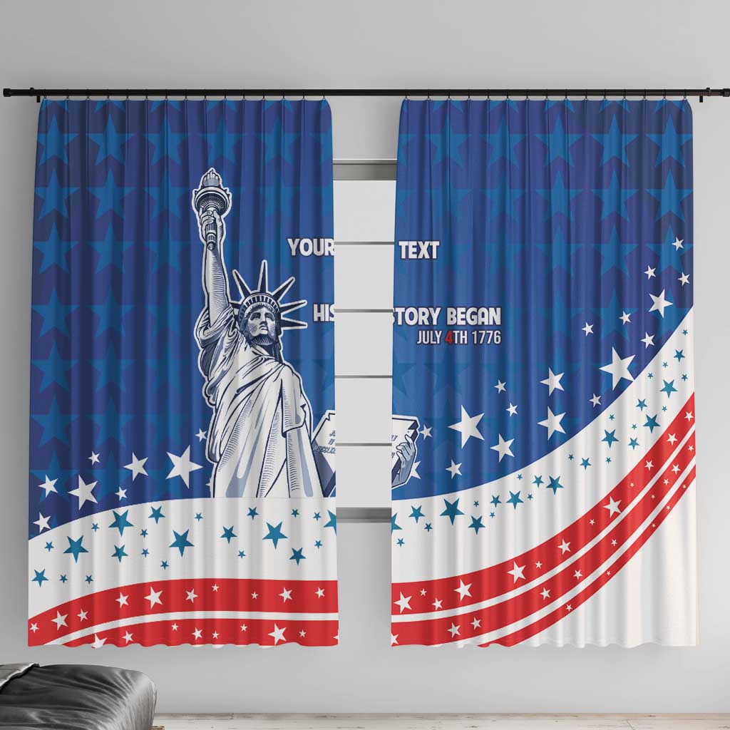 History Began 4th of July Personalized Window Curtain Statue of Liberty US Flag