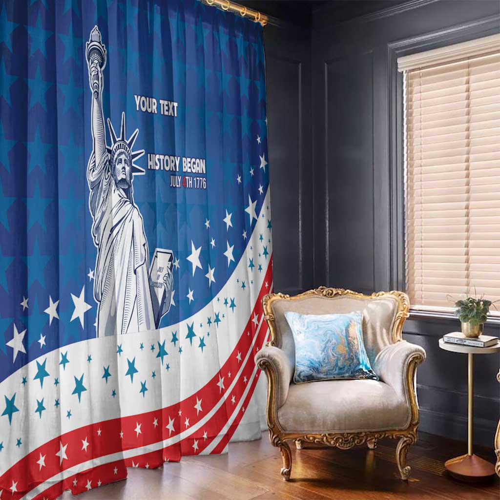 History Began 4th of July Personalized Window Curtain Statue of Liberty US Flag