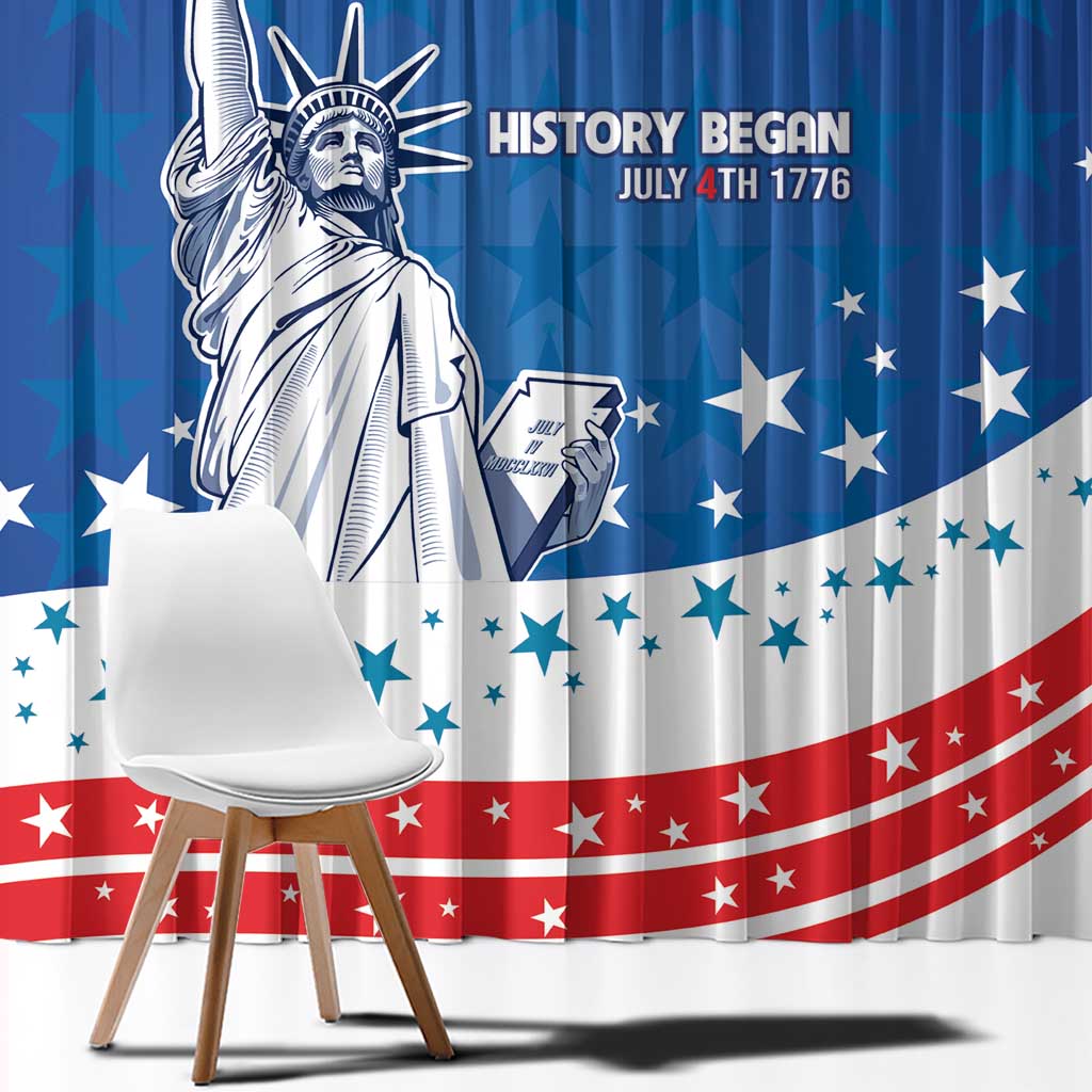History Began 4th of July Personalized Window Curtain Statue of Liberty US Flag