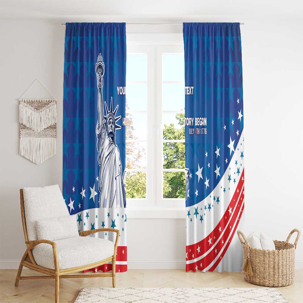 History Began 4th of July Personalized Window Curtain Statue of Liberty US Flag